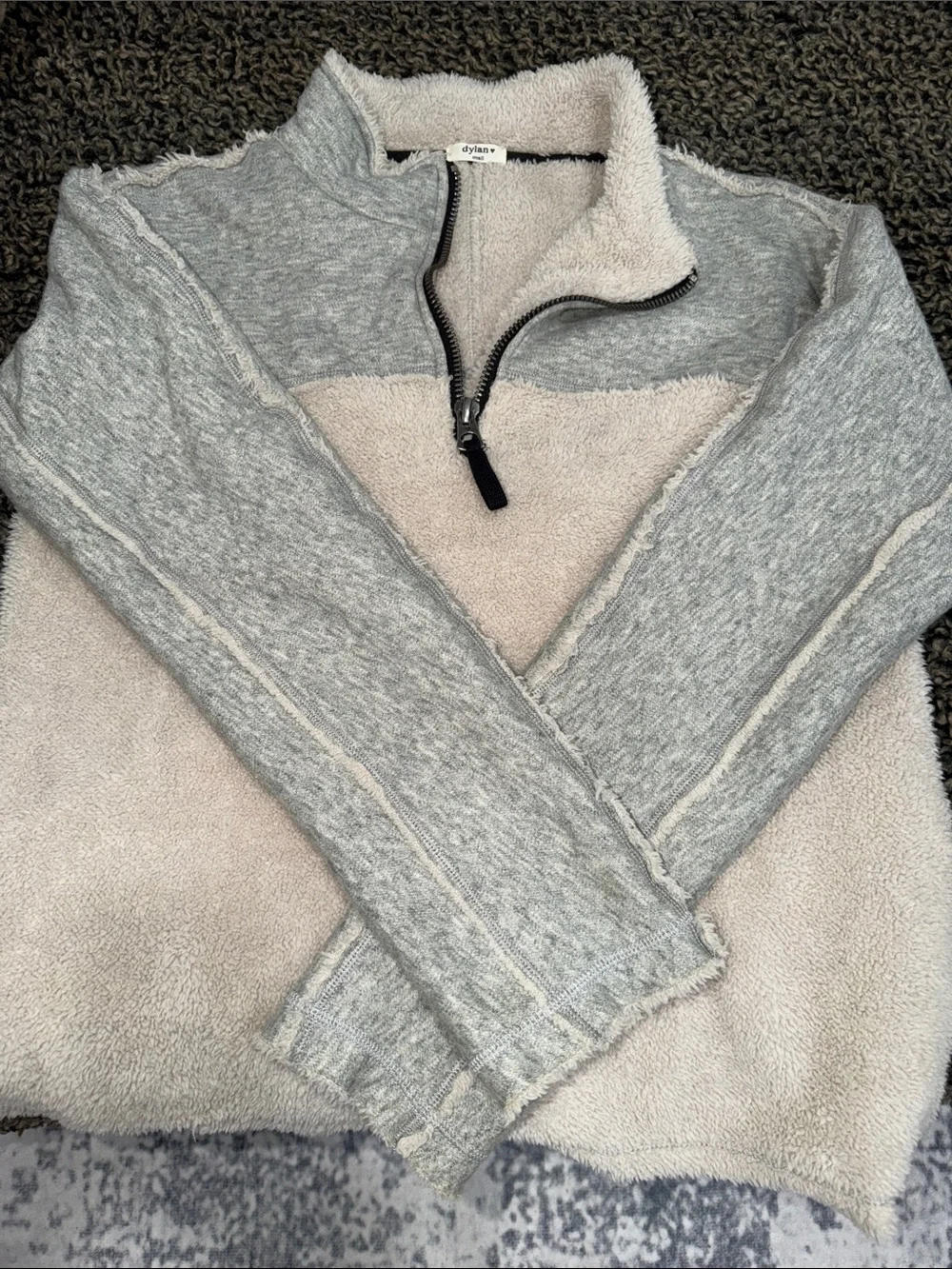 dylan Two-Tone Gray/Taupe Sherpa Half-Zip Pullover